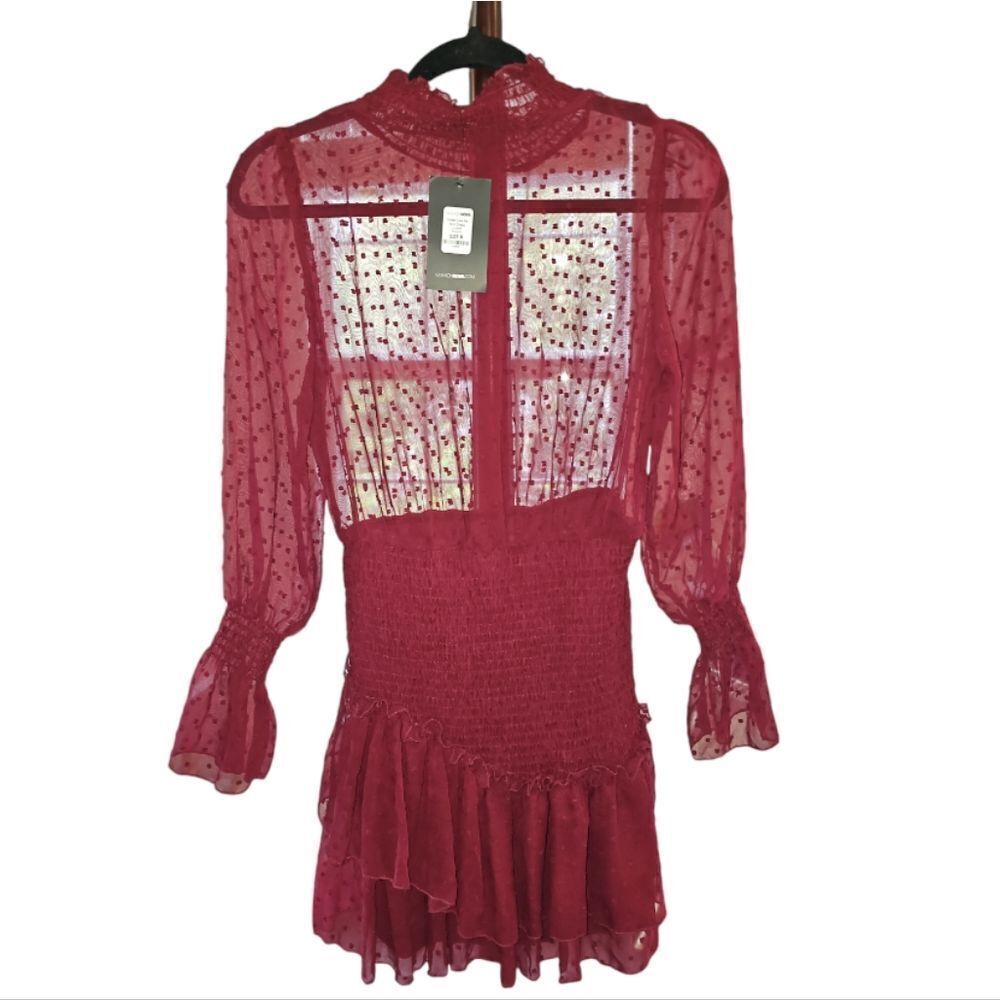 Fashion Nova Sweet Like Me Mini Dress - Burgundy Size Medium, NWT - Picture 4 of 10